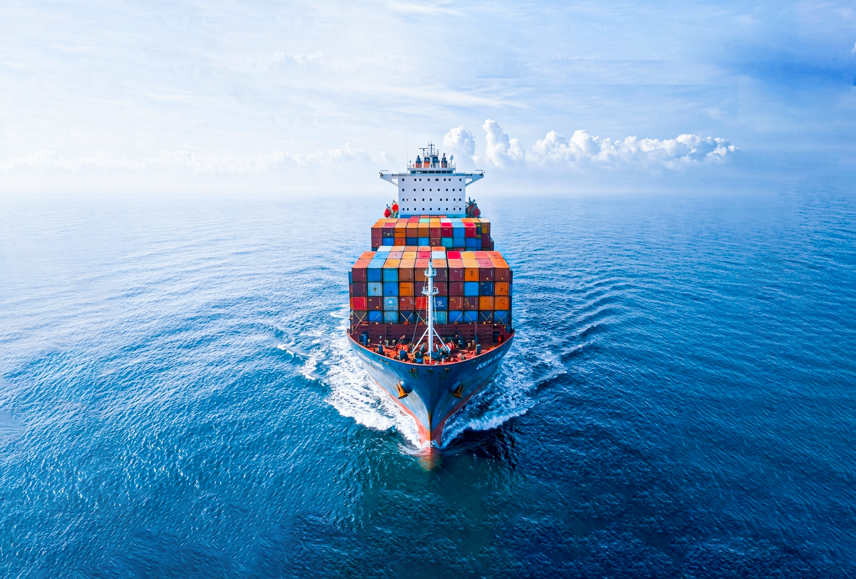 Cargo ship at sea